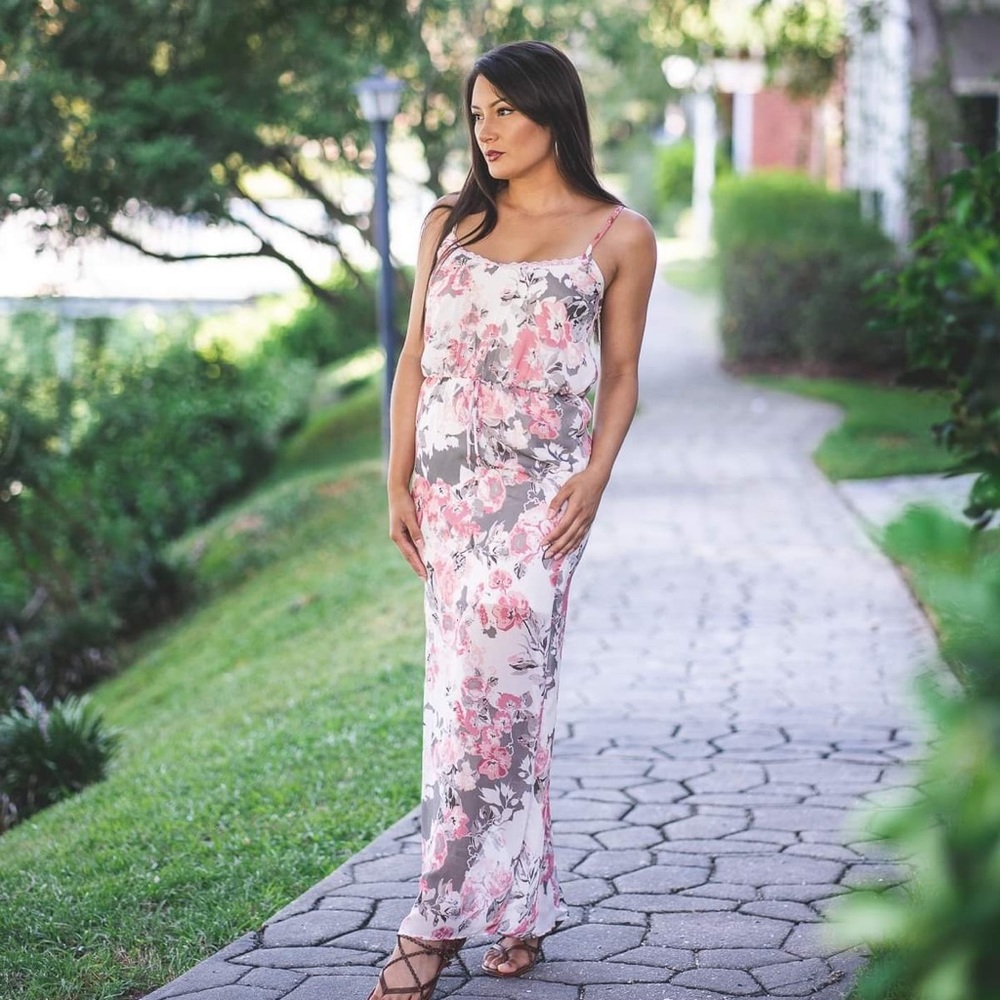 Pink Floral Maxi Dress